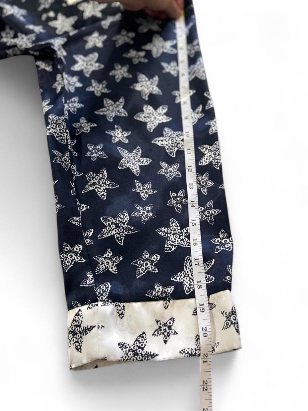 Coldwater Creek Satin Navy Blue Starfish Coastal Long Woman's Robe Size L/XL - Picture 6 of 7